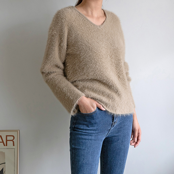 (T-5590)Hairy loose fit knit