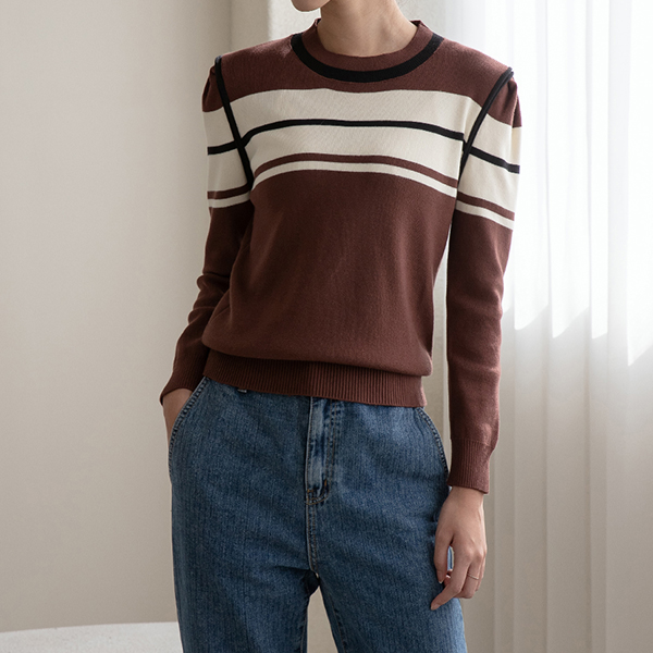 (T-5622) Color Block Point Knit