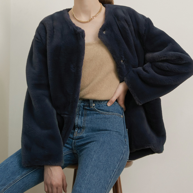 (JK-2303) Round Faux Fur Jacket