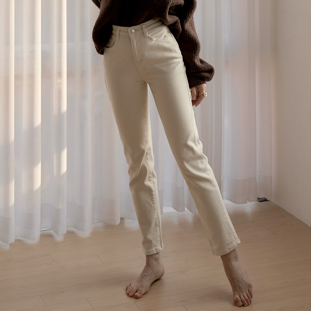 (N-PT-4552)EDEW S005 Straight High Waist Winter Fleece Pants