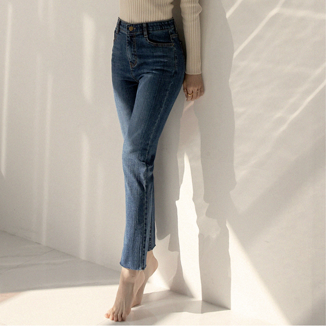 (N-PT-4565)EDEW S003 Straight Winter Fleece Denim Pants