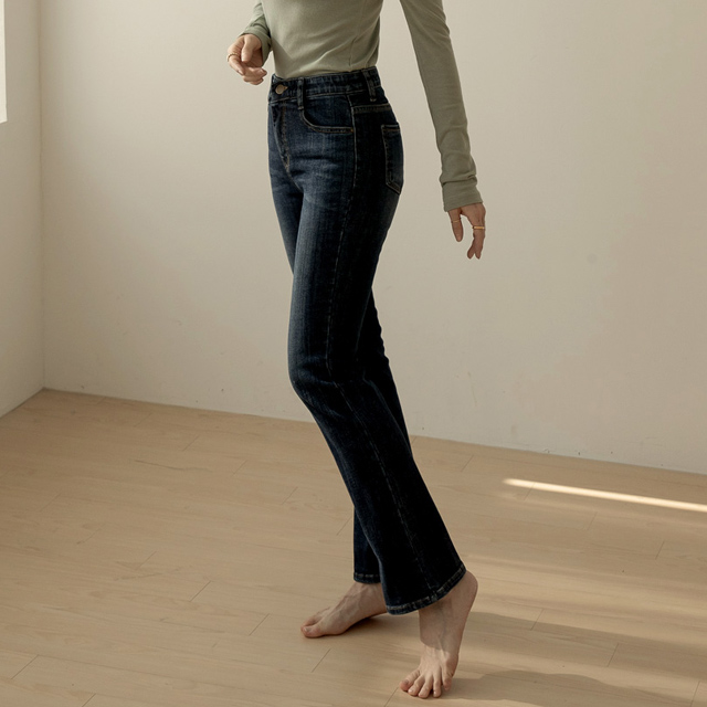 (N-PT-4550)EDEW B005 Bootcut Winter Fleece Denim Pants