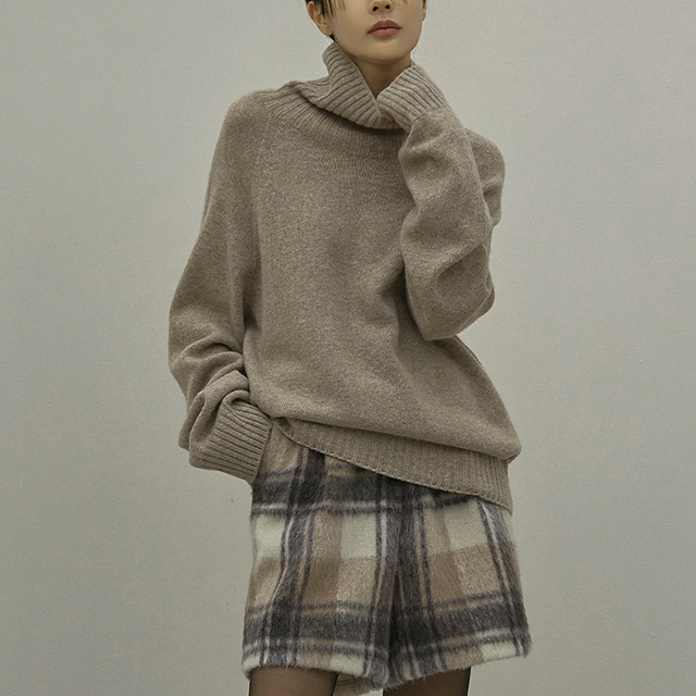 (T-5762) Wool Cashmere Holgarment Turtleneck Knit