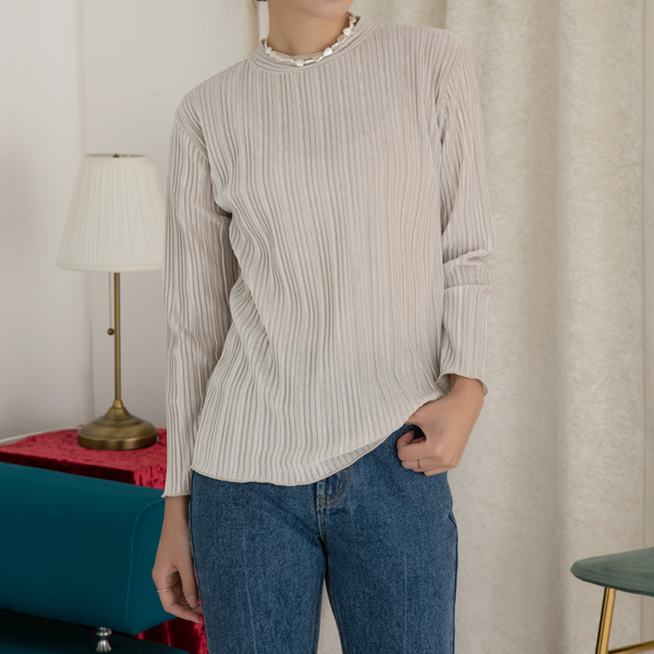 (T-5764) Pleated Weaving Velvet Tee