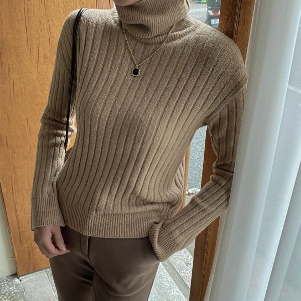 (T-5768) Daily loose fit turtleneck knit