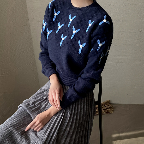 (T-5774) Knitting embroidery point knit