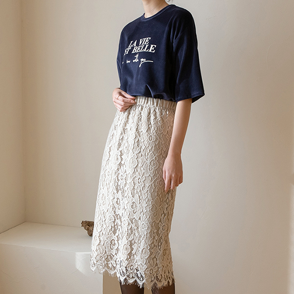 (SK-4211) Lace Reversible Banding Skirt