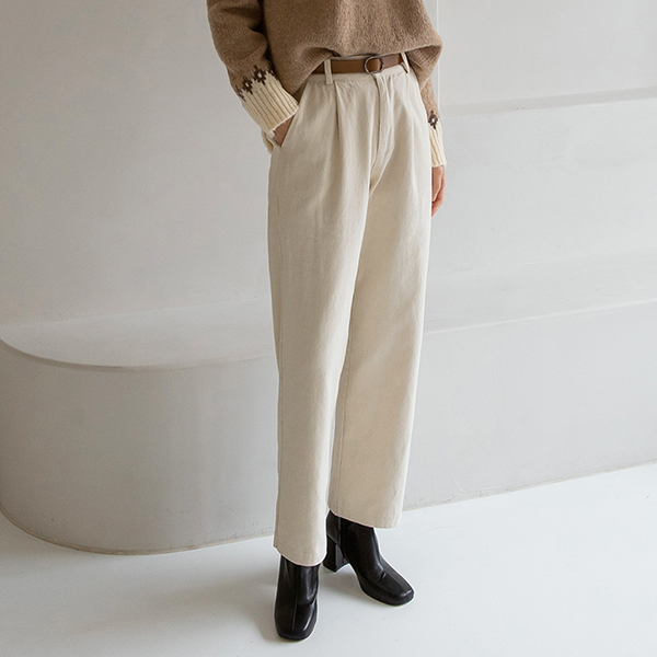 (PT-4574)Basic Back Banding Cotton Pants