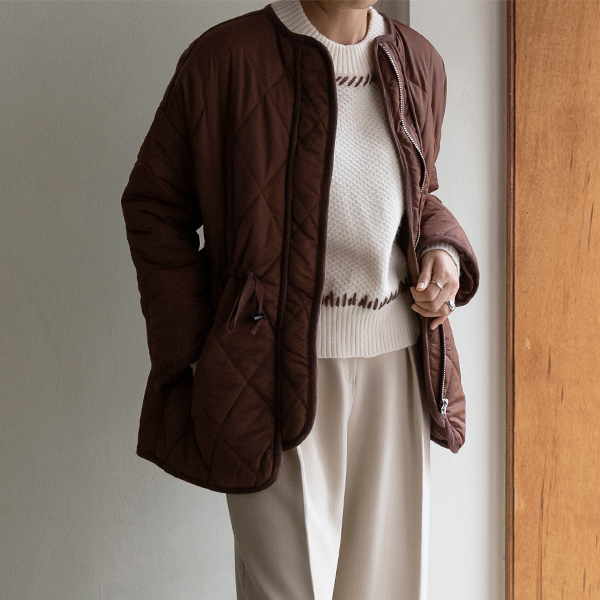 (JP-430)Feminine silhouette string padding jumper