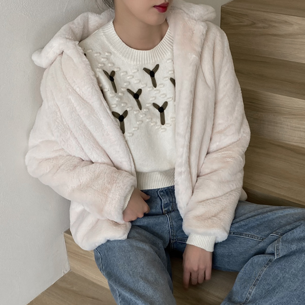 (JK-2403) Soft Collar Fur Jacket