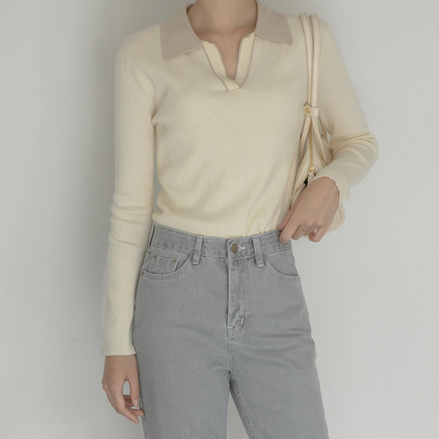 (T-5362) Color block pullover knit