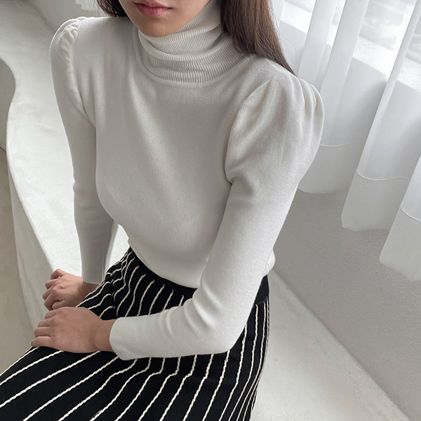 (T-5717) Feminine Puff Line Knit