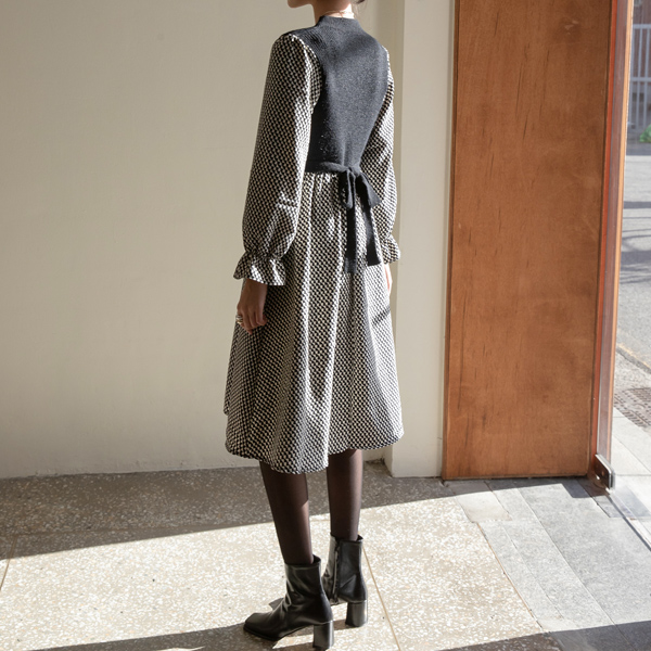 (OP-5511) Knit mixed pattern one-piece