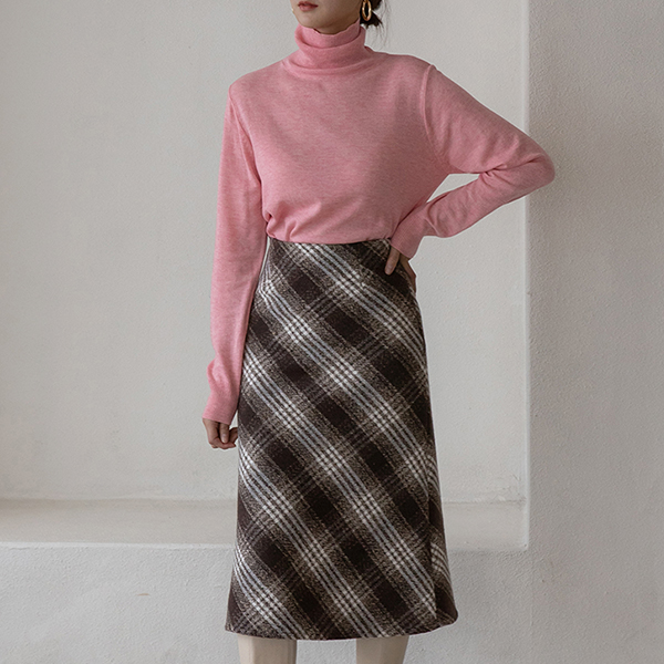 (SK-4239) Check Flare Skirt