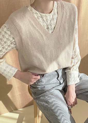 (BL-3745)Hairy Houndstooth Blouse Korea