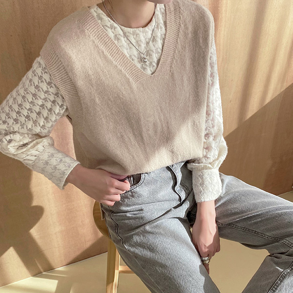 (VT-0150) Boxy V-neck Knit Vest Korea