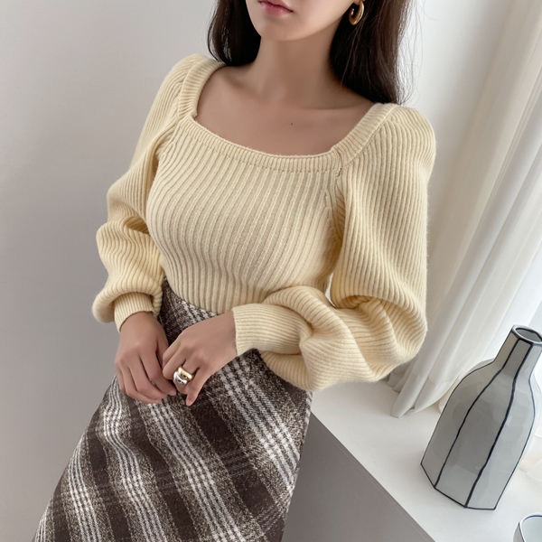 (T-5862) Romantic Bishop Sleeve Knit