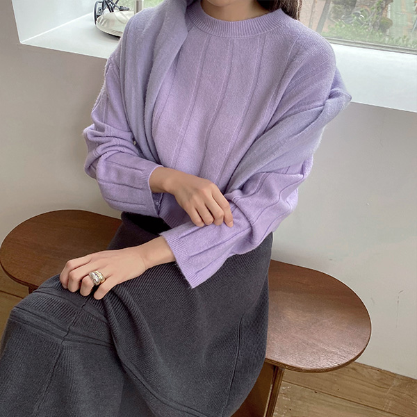 (T-5863) Daily Lining Loose Fit Knit