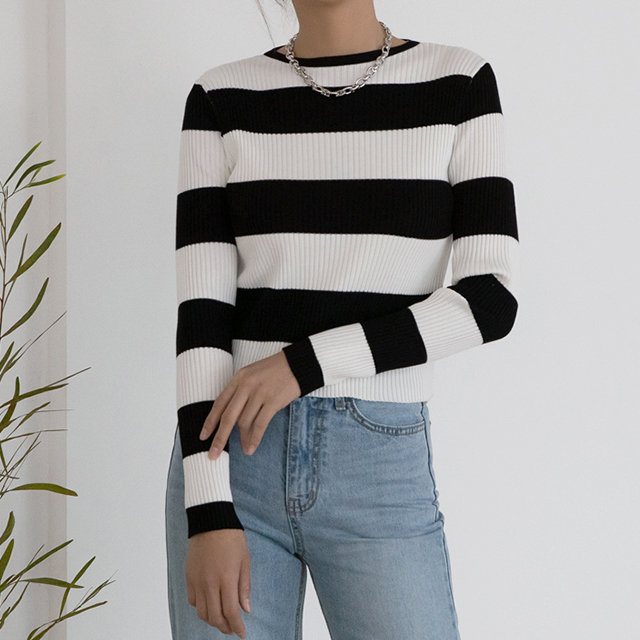 (T-5881) Bold Stripe Knit