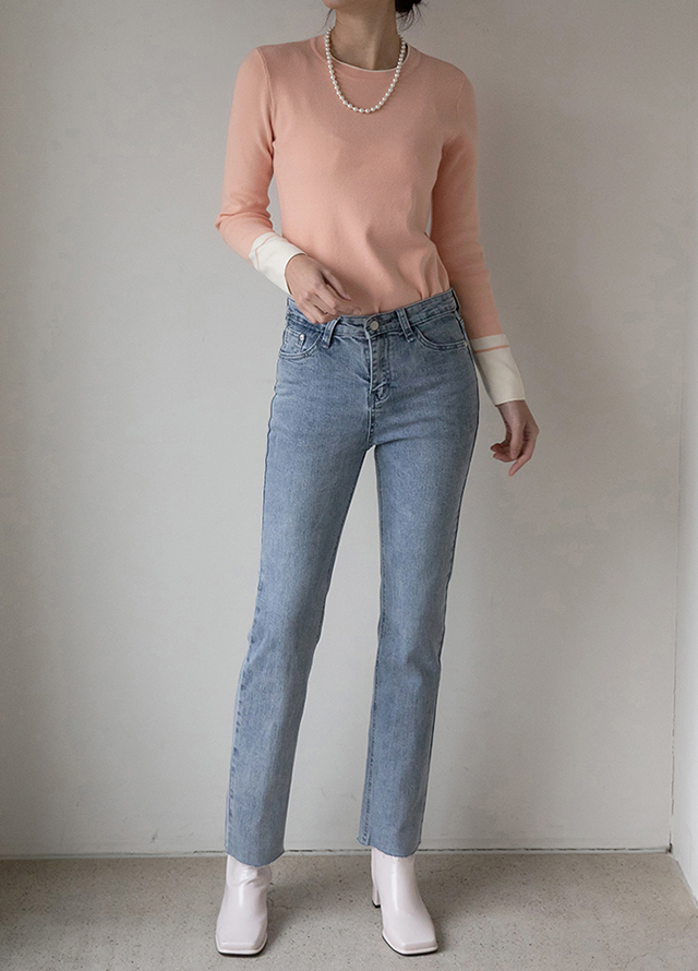 (T-4876) Classic sleeve color knit Korea