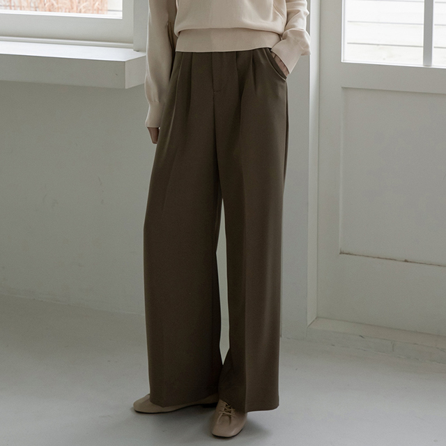 (PT-4639) Silky Pintuck Wide Pants