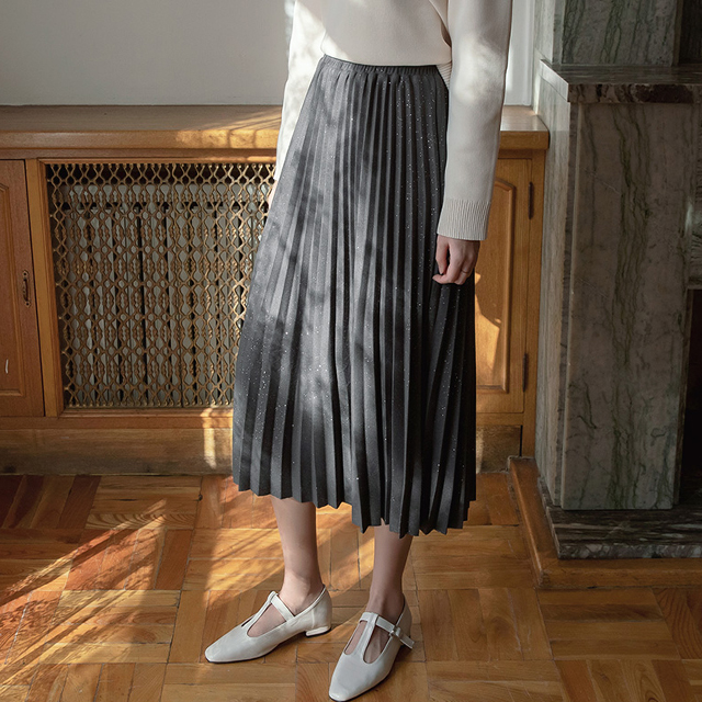 (SK-4278) Pearl Pleated Banding Skirt