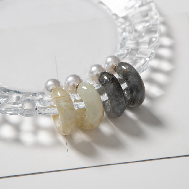 (E-1513) Pearl Marble Two Way Earrings