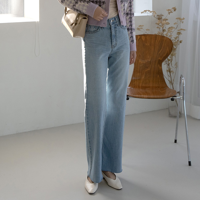 (PT-4137) Light Washed Straight Denim Pants