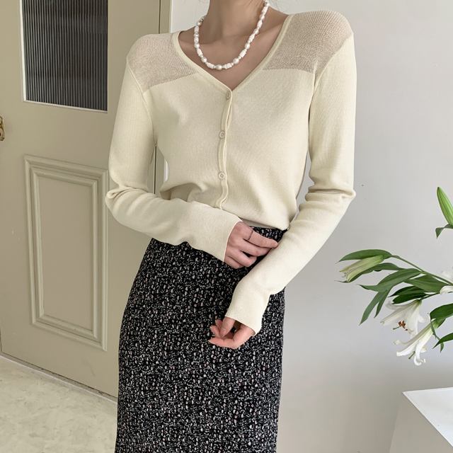 (CD-1638) See-through point knit cardigan