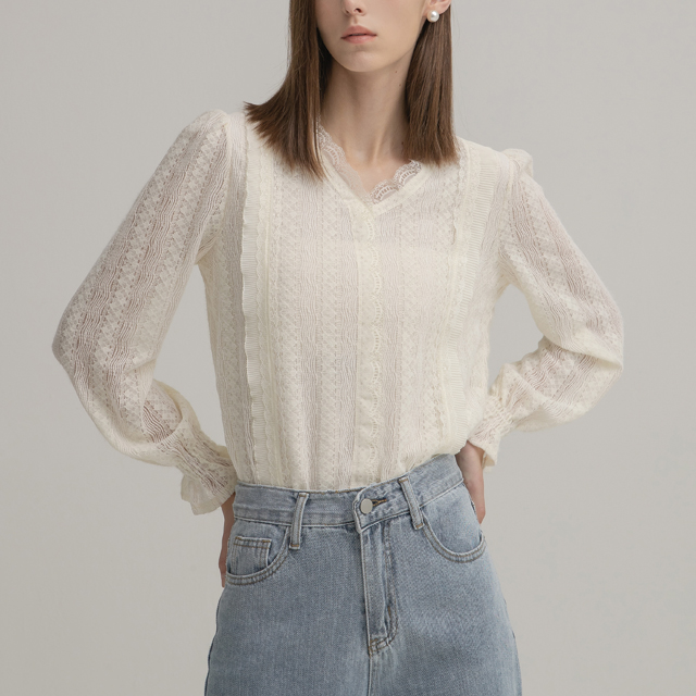 (BL-3749) Lace Layered Line Blouse