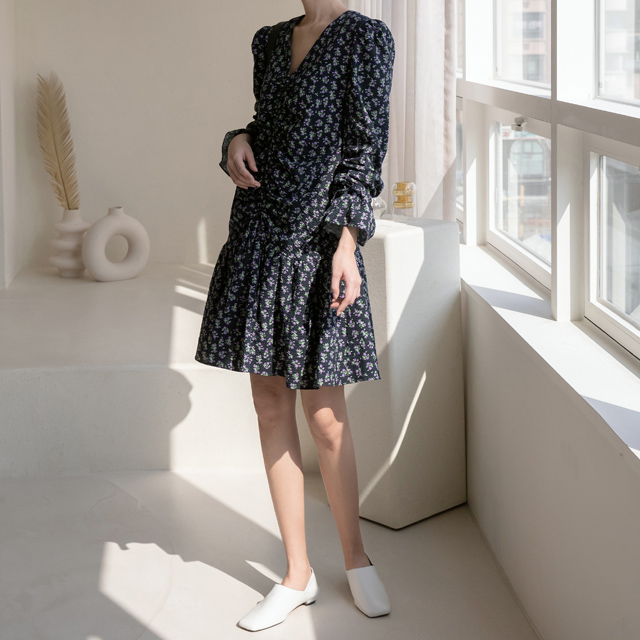 (OP-5614) Floral shirring one-piece