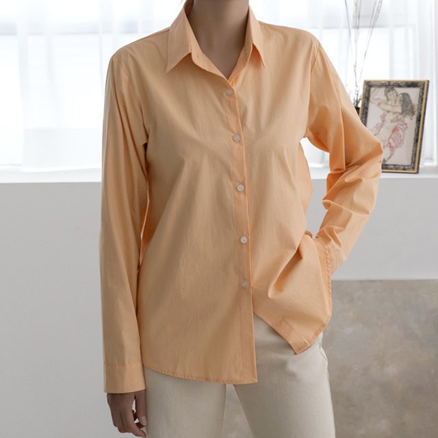 (BL-3800) Solid Color Shirt Blouse