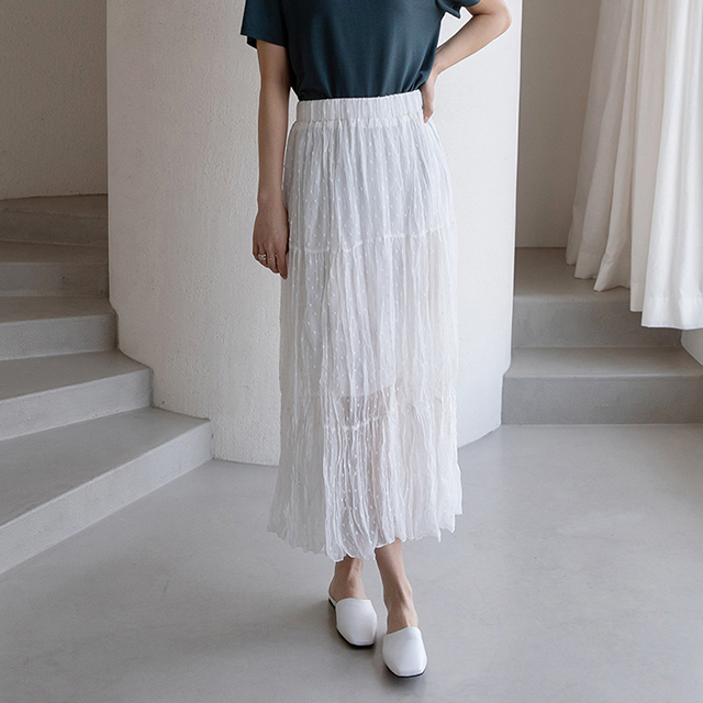 (SK-4322) Wrinkle Dot Banding Skirt