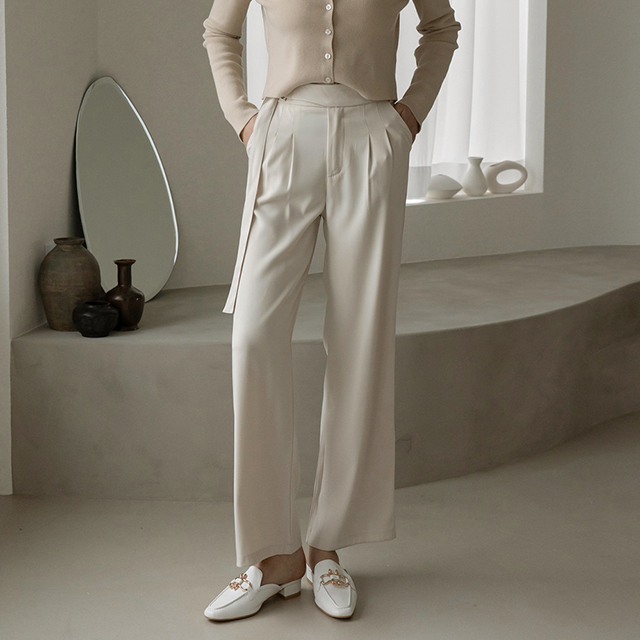 (PT-4706) Side Belt Pointed Pants