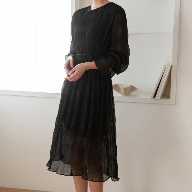 (OP-5627) Wrinkle Flow Chiffon One Piece S