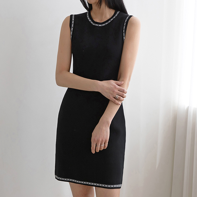 (OP-5648)Set-up Stitch Sleeveless Knit One-Piece