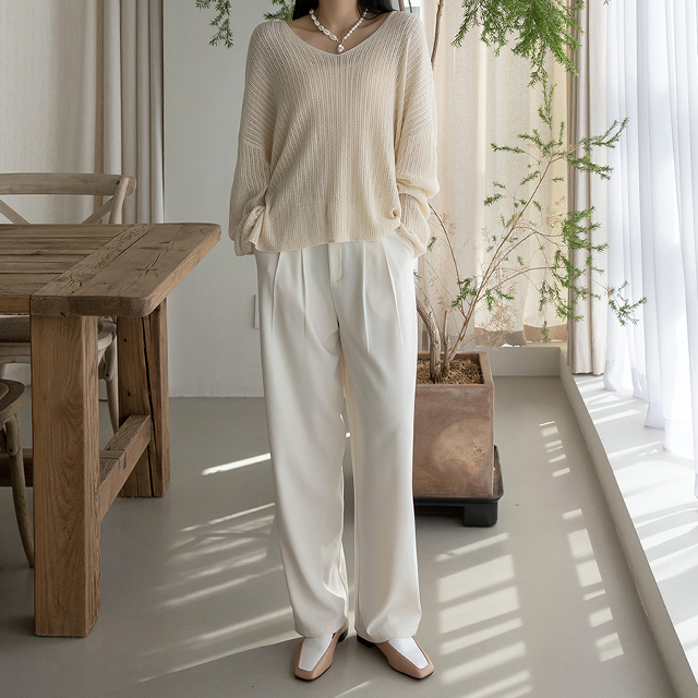(PT-4705) Modern Pintuck Wide Pants