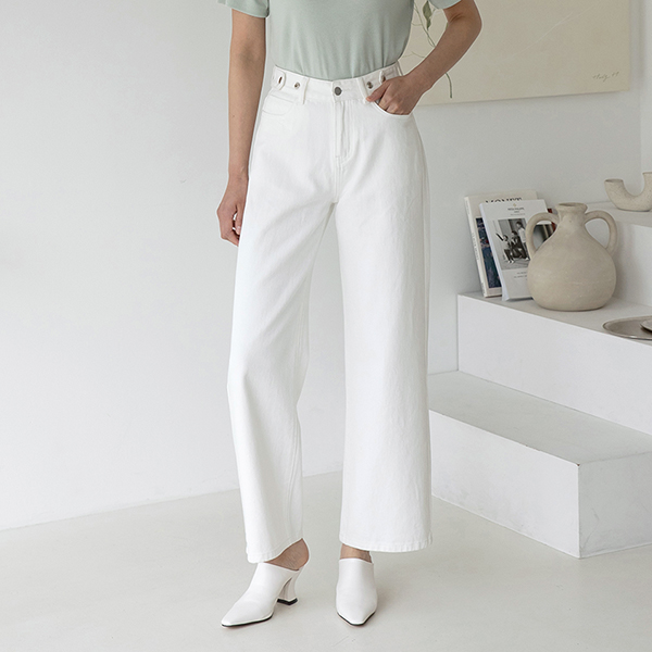 (PT-4642)Tap Point Wide Cotton Pants