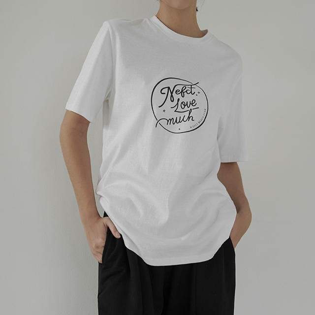 (T-6079)N-Effect Symbol Semi Overfit Tee