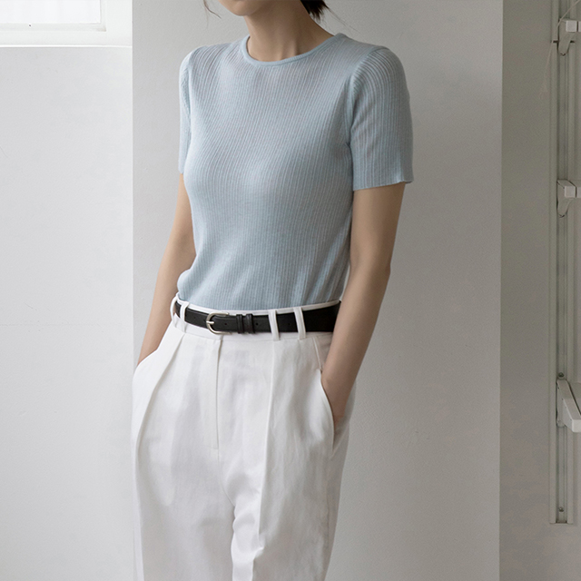 (T-6048)Basic Light Slim Knit