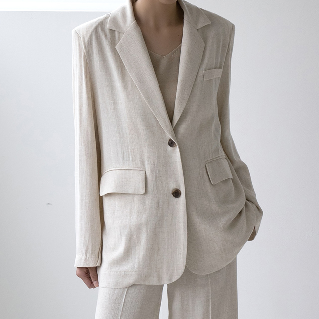 (JK-2527)Linen Single Set-up Jacket