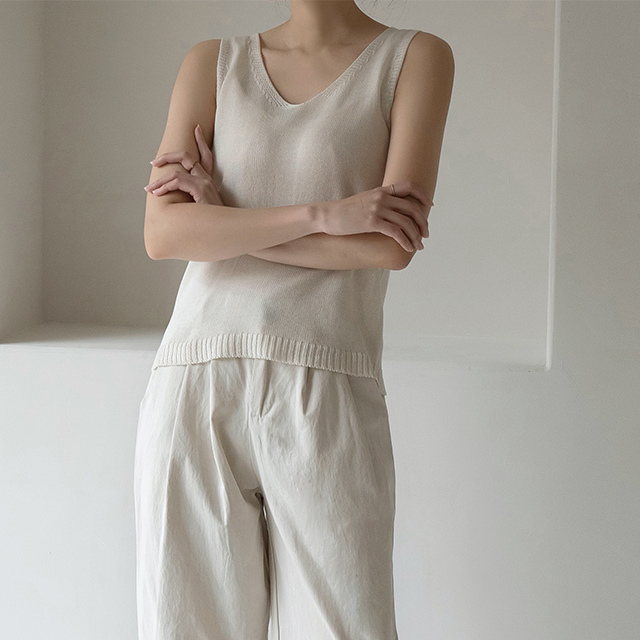 (VT-0181) Natural loose knit vest