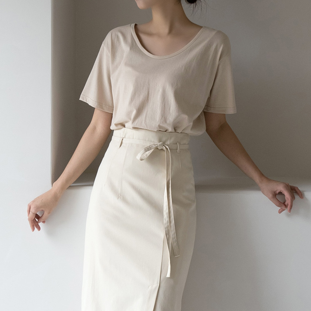 (T-6129) Daily Match Scoop Neck Tee