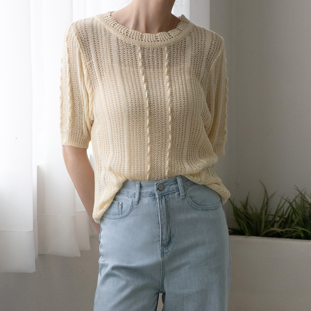 (T-6065) Light String Ribbed Knit