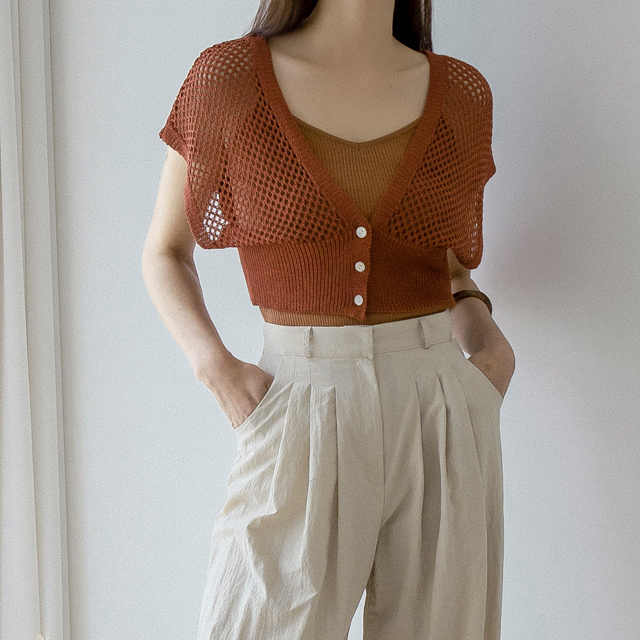 (VT-0179) Net Layered Knit Vest