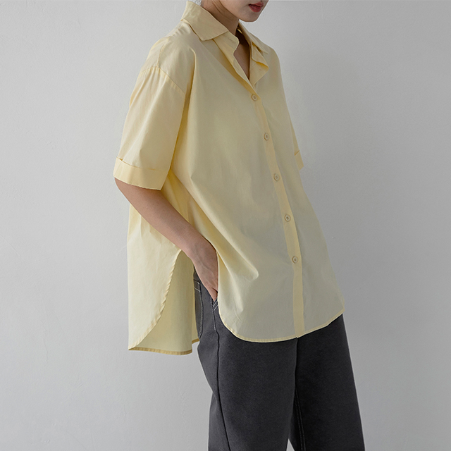 (BL-3896) Solid Over Shirt Blouse