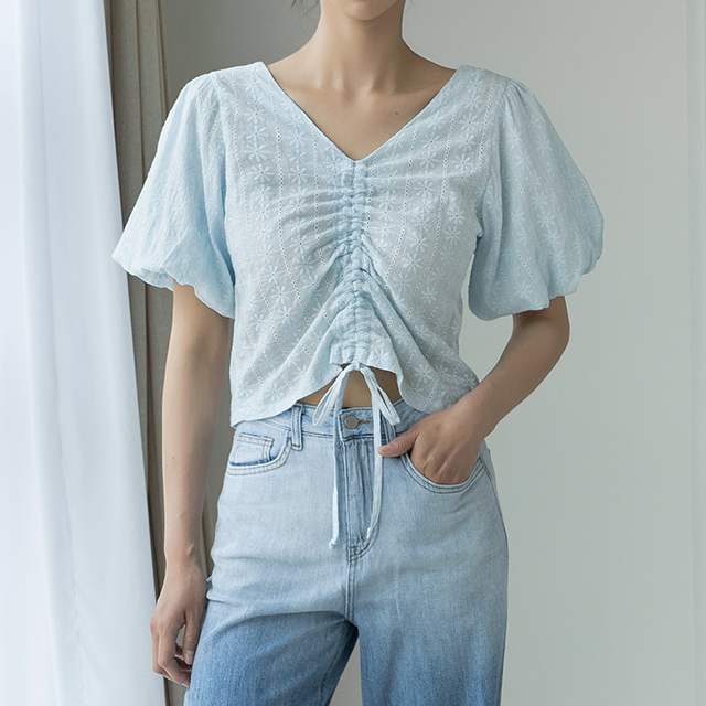 (BL-3883) Two-way embroidery blouse