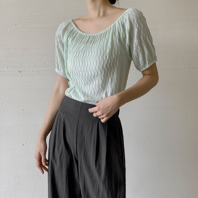 (T-6112)Waving Texture Banding Tee