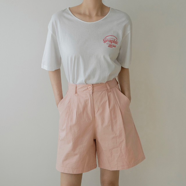 (PT-4905) Color Point Pintuck Half Pants