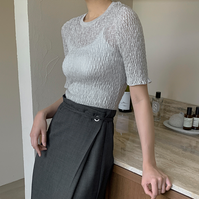 (T-6148) Light Embo Round Knit